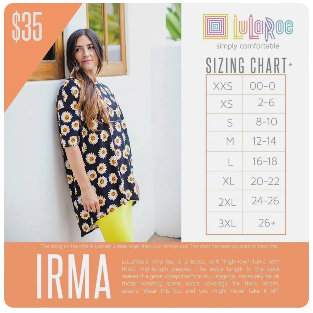 LuLaRoe “IRMA” HIGH-LOW TUNIC OVERSIZED TOP SIZE SMALL 🌟NWT🌟 - Picture 10 of 11